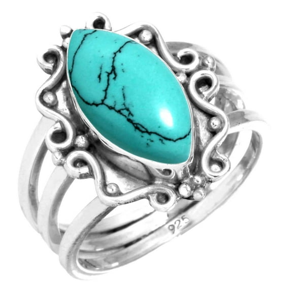 925 Sterling Silver Women Jewelry Turquoise Ring