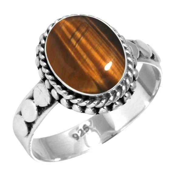 925 Sterling Silver Ring Natural Tiger Eye Handmade Jewelry