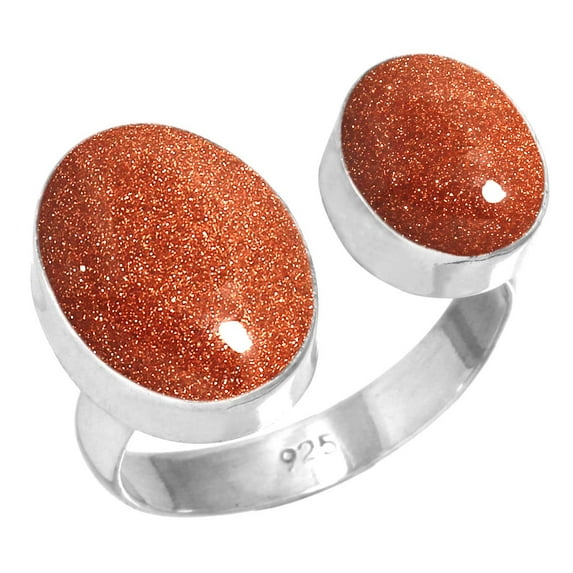 925 Silver Ring For Women - Girls Brown Gold Sunstone Stone Silver Ring Size 7 Costume Silver Ring Size 7 Gift For Women On Anniversary 925 Silver Jewelry With Gemstone