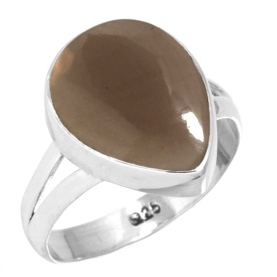 925 Sterling Silver Women Jewelry Natural Smoky Topaz Ring