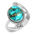 thumbnail image 1 of 925 Sterling Silver Women Jewelry Copper Blue Turquoise Ring, 1 of 6