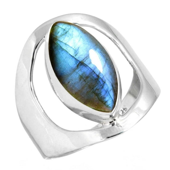 Natural Labradorite Ring 925 Sterling Silver Handmade Jewelry