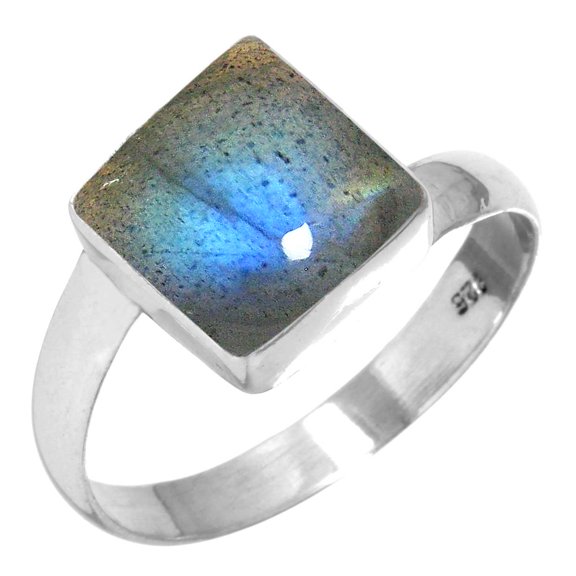 Natural Labradorite Ring 925 Sterling Silver Handmade Jewelry