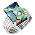 thumbnail image 1 of 925 Sterling Silver Women Jewelry Natural Abalone Shell Ring, 1 of 6