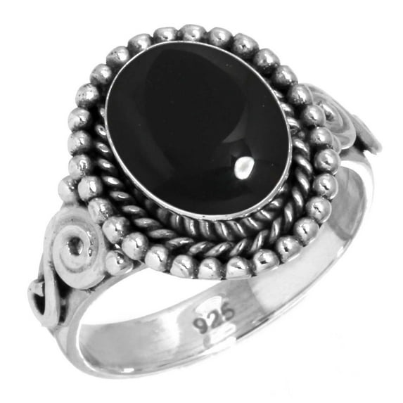 925 Sterling Silver Ring Natural Black Onyx Handmade Jewelry