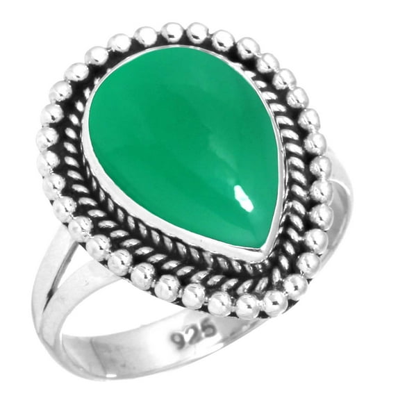 925 Sterling Silver Ring Natural Green Onyx Handmade Jewelry