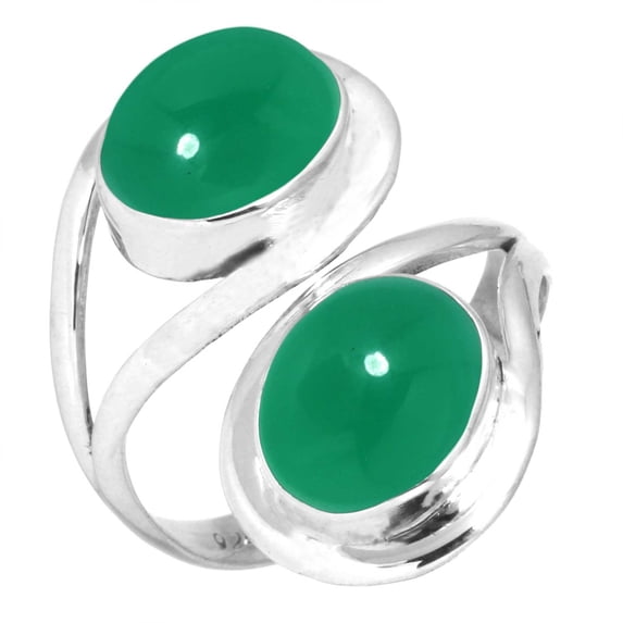925 Sterling Silver Ring Natural Green Onyx Handmade Jewelry