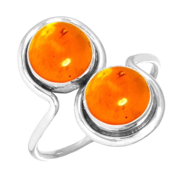 925 Sterling Silver Ring Amber Handmade Jewelry