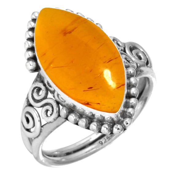 Amber Women Jewelry 925 Sterling Silver Ring
