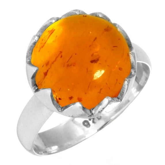 925 Sterling Silver Ring Amber Handmade Jewelry