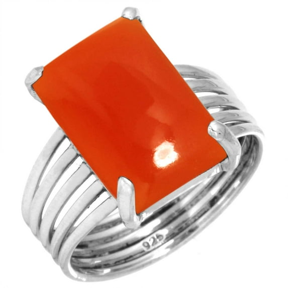 925 Sterling Silver Women Jewelry Natural Carnelian Ring