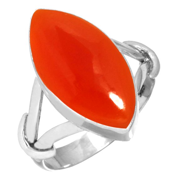 Natural Carnelian Ring 925 Sterling Silver Handmade Jewelry