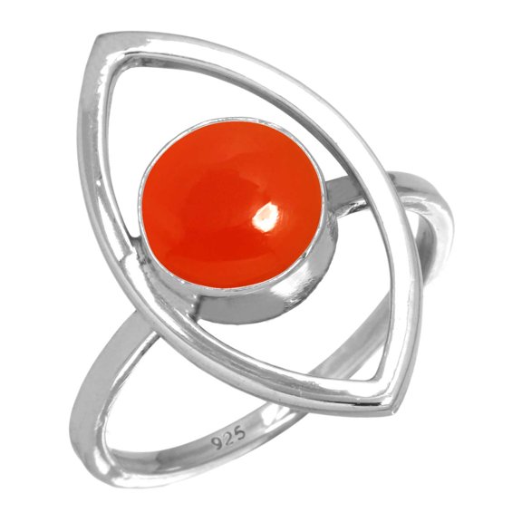 925 Sterling Silver Women Jewelry Natural Carnelian Ring