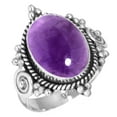 thumbnail image 1 of 925 Silver Ring For Women - Girls Purple Genuine Amethyst Stone Silver Ring Size 9 February Birthstone Costume Silver Ring Size 9 Gift For Mother On Halloween 925 Gemstone Silver Jewelry, 1 of 6