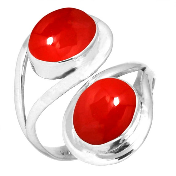 925 Sterling Silver Women Jewelry Red Stone Ring