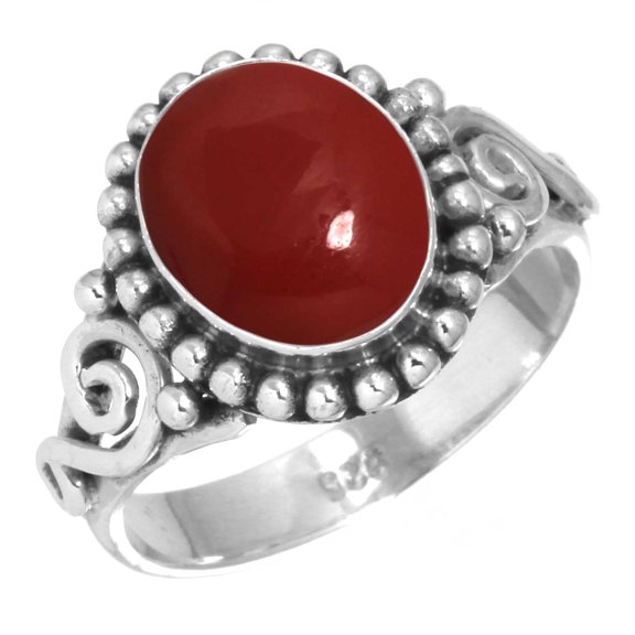 Red Stone Women Jewelry 925 Sterling Silver Ring