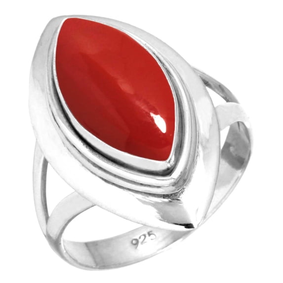 925 Sterling Silver Ring Red Stone Handmade Jewelry