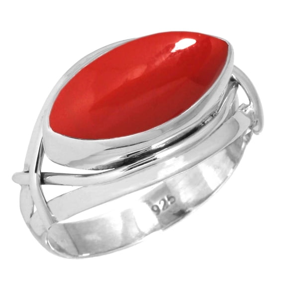 925 Sterling Silver Ring Red Stone Handmade Jewelry
