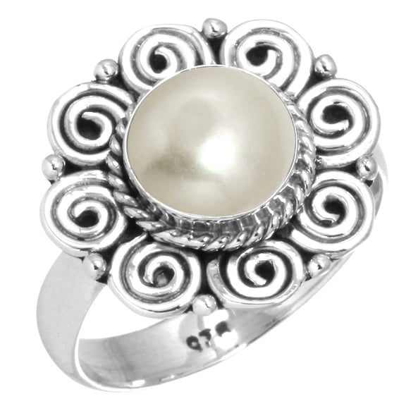 925 Sterling Silver Ring Freshwater Pearl Handmade Jewelry