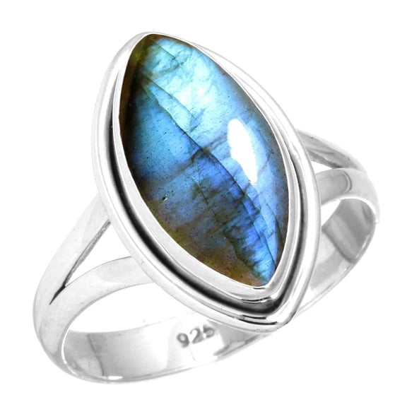Natural Labradorite Ring 925 Sterling Silver Handmade Jewelry