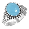 thumbnail image 1 of 925 Sterling Silver Women Jewelry Natural Blue Chalcedony Ring, 1 of 5