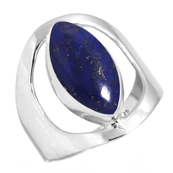 925 Sterling Silver Women Jewelry Natural Lapis Ring