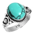 thumbnail image 1 of 925 Silver Ring For Women - Men Blue Turquoise Stone Silver Ring Size 7.5 December Birthstone Handmade Silver Ring Size 7.5 Gift For Girl Friend On Christmas 925 Gemstone Silver Jewelry, 1 of 6