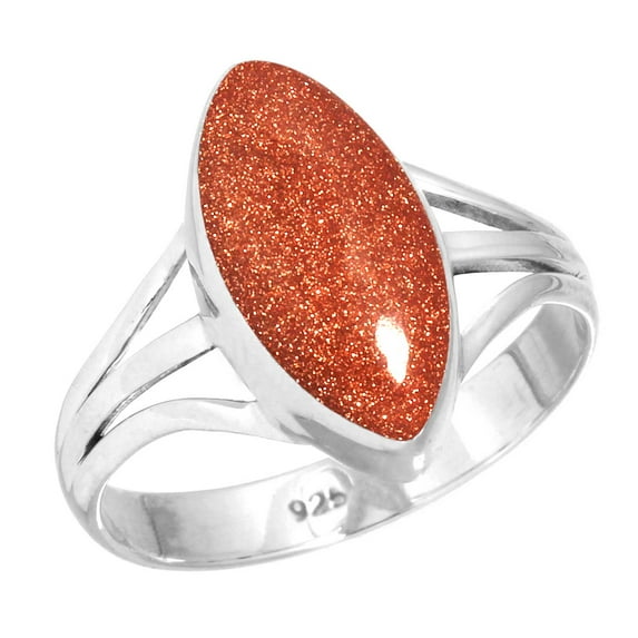 925 Sterling Silver Ring Gold Stone Handmade Jewelry