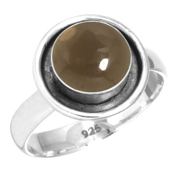 925 Sterling Silver Women Jewelry Natural Smoky Topaz Ring