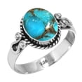 thumbnail image 1 of 925 Sterling Silver Copper Blue Turquoise Handmade Ring, 1 of 6