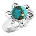 thumbnail image 1 of 925 Sterling Silver Ring Copper Blue Turquoise Handmade Jewelry, 1 of 6
