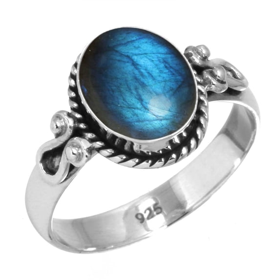 925 Sterling Silver Women Jewelry Natural Labradorite Ring
