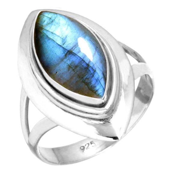 925 Sterling Silver Women Jewelry Natural Labradorite Ring