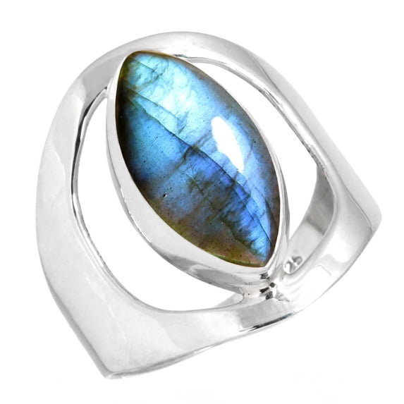 925 Sterling Silver Women Jewelry Natural Labradorite Ring