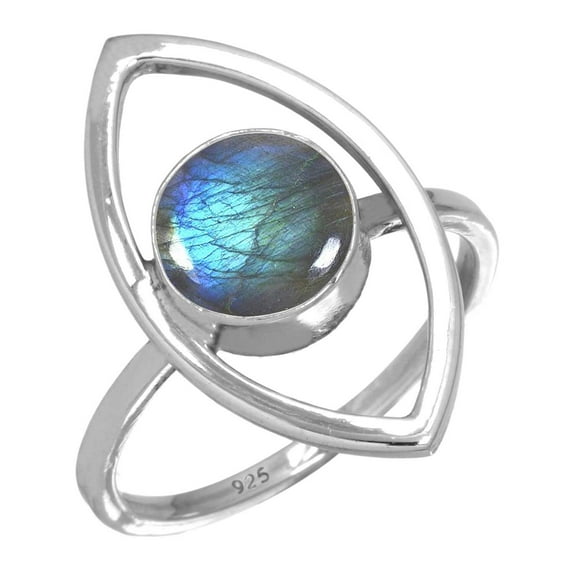 Natural Labradorite Ring 925 Sterling Silver Handmade Jewelry