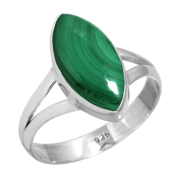 Natural Malachite Women Jewelry 925 Sterling Silver Ring