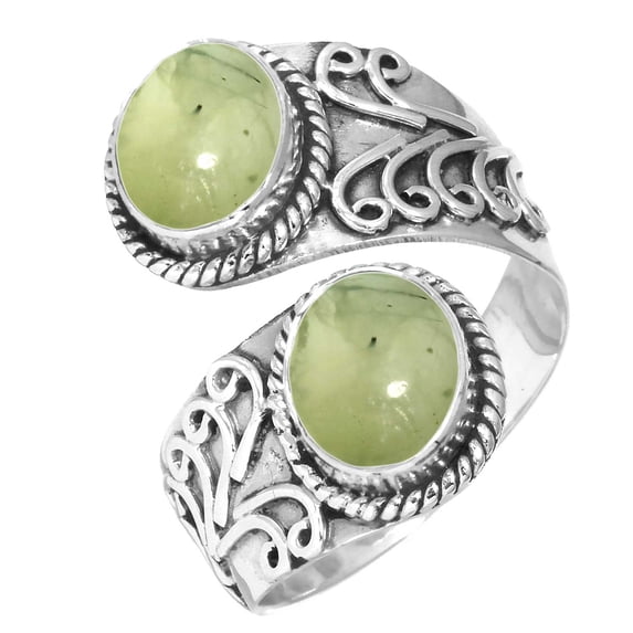 Natural Prehnite Women Jewelry 925 Sterling Silver Ring
