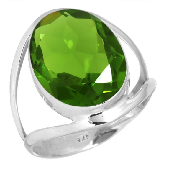925 Silver Ring For Women - Men Green Peridot Quartz Stone Silver Ring Size 5.5 August Birthstone Elegant Silver Ring Size 5.5 Gift For Girl Friend On Birthday 925 Gemstone Silver Jewelry