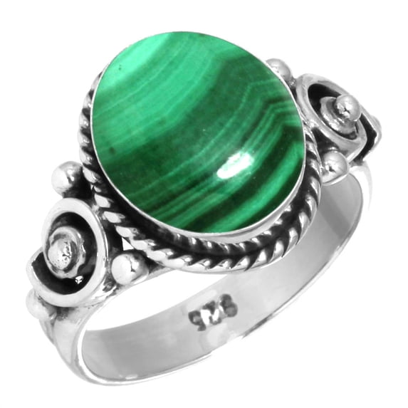 Natural Malachite Ring 925 Sterling Silver Handmade Jewelry