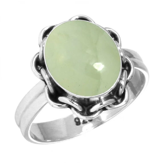 Natural Prehnite Women Jewelry 925 Sterling Silver Ring