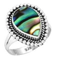 thumbnail image 1 of 925 Sterling Silver Ring Abalone Shell Handmade Jewelry, 1 of 6