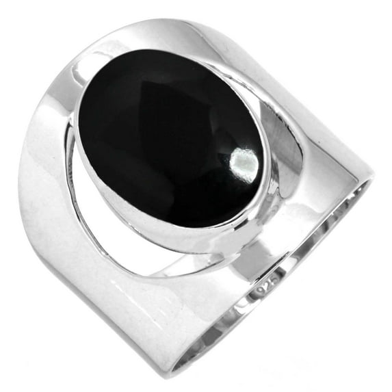 925 Silver Ring For Women - Men Natural Black Onyx Stone Silver Ring Size 12 July Birthstone Boho Silver Ring Size 12 Gift For Girl Friend On Engagement 925 Gemstone Silver Jewelry