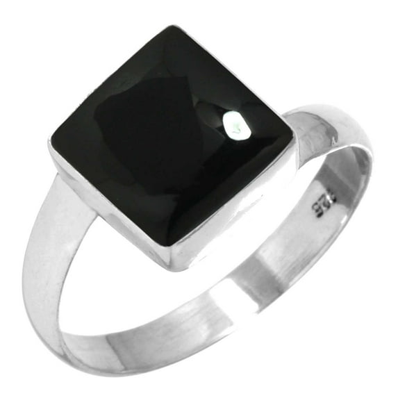 925 Sterling Silver Women Jewelry Natural Black Onyx Ring