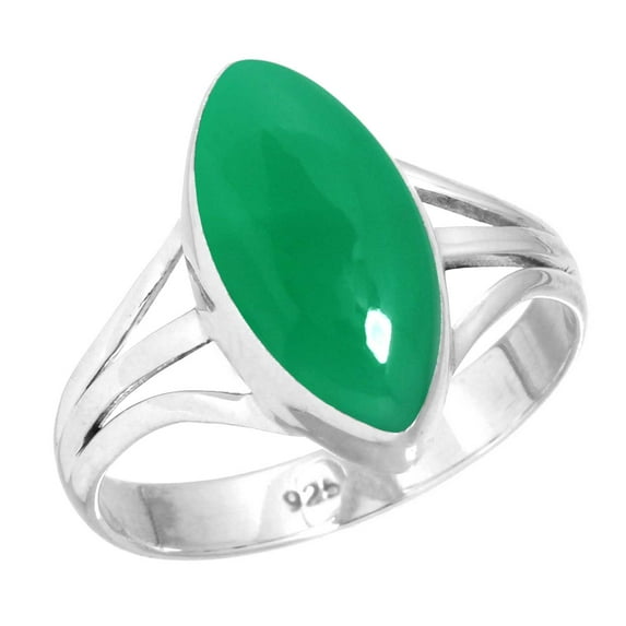 925 Sterling Silver Women Jewelry Natural Green Onyx Ring