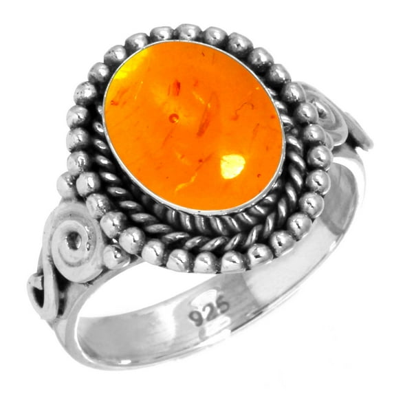 Amber Women Jewelry 925 Sterling Silver Ring
