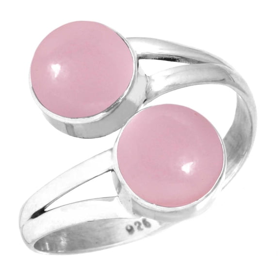 Rose Quartz Women Jewelry 925 Sterling Silver Ring