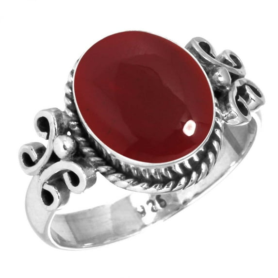 925 Sterling Silver Women Jewelry Garnet Quartz Ring