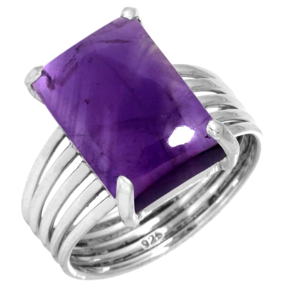 925 Sterling Silver Ring Natural Amethyst Handmade Jewelry