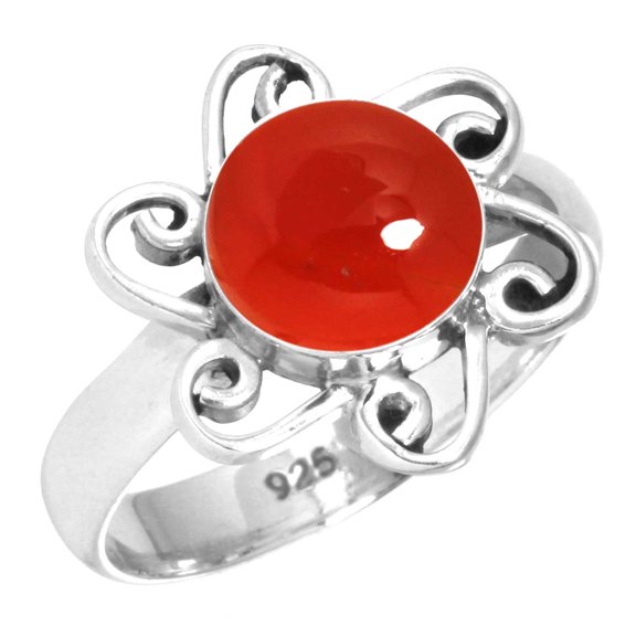 925 Sterling Silver Ring Natural Carnelian Handmade Jewelry