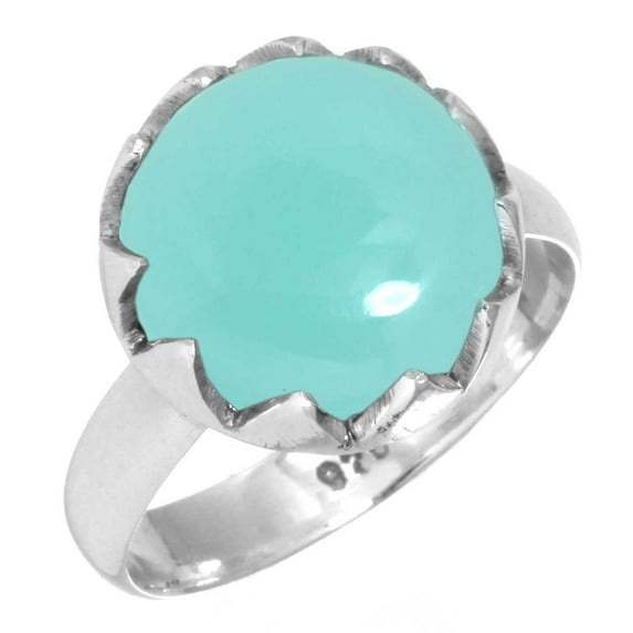 Aqua Chalcedony Ring 925 Sterling Silver Handmade Jewelry